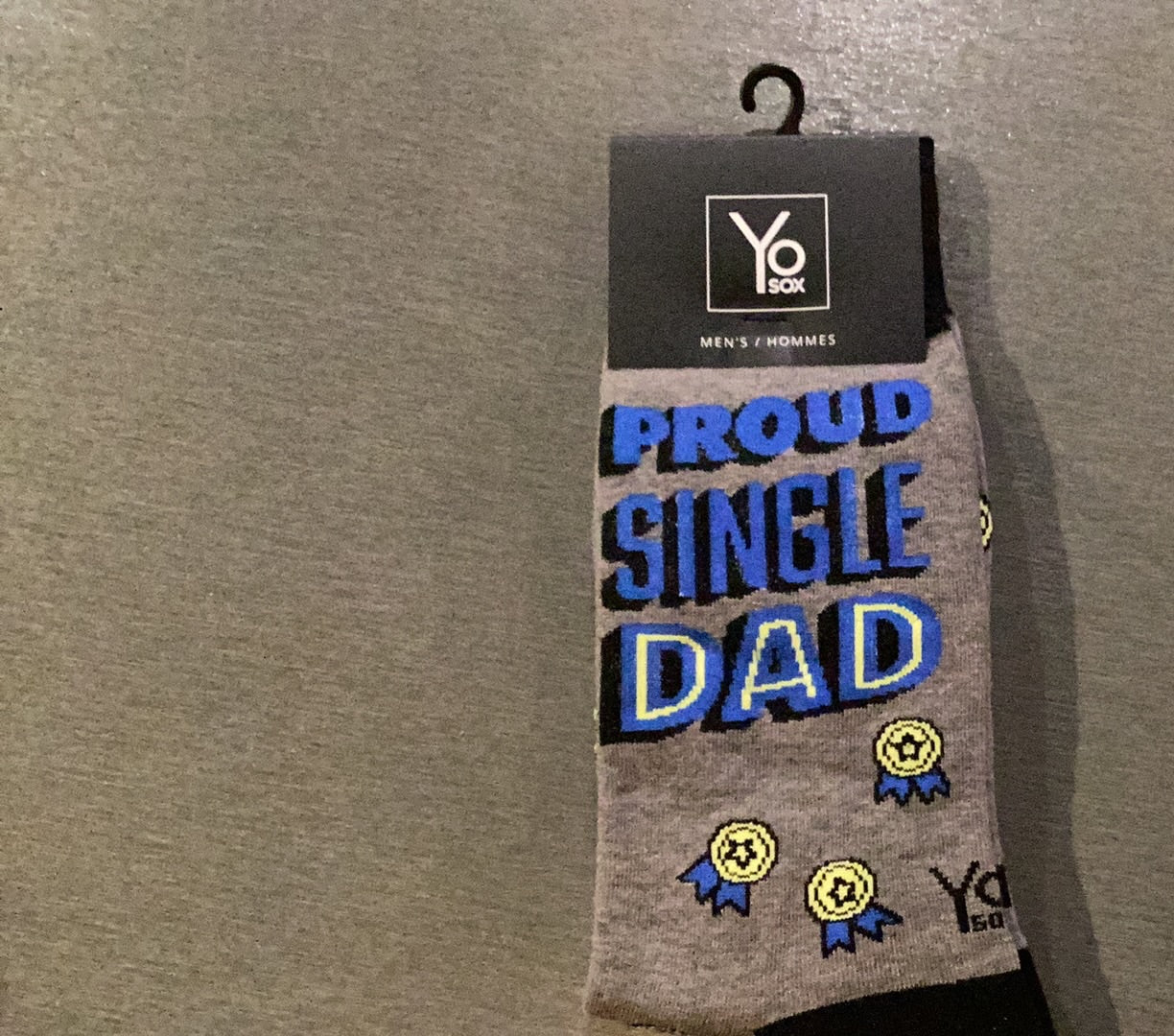'Yo Sox Proud Single Dad Crew Socks' in 'Grey' colour