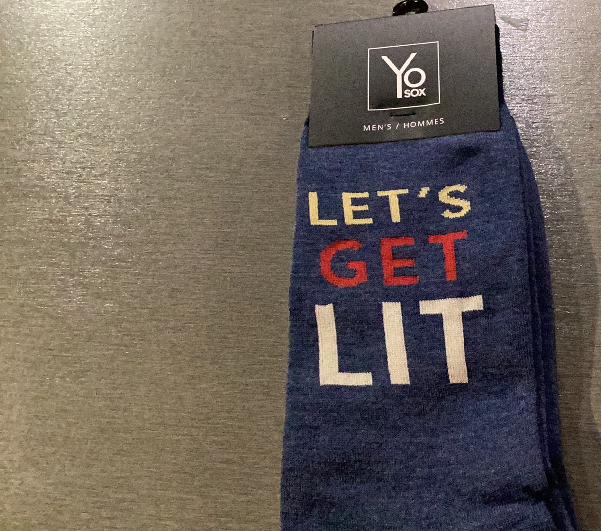'Yo Sox Lets Get Lit Crew Socks' in 'Blue' colour