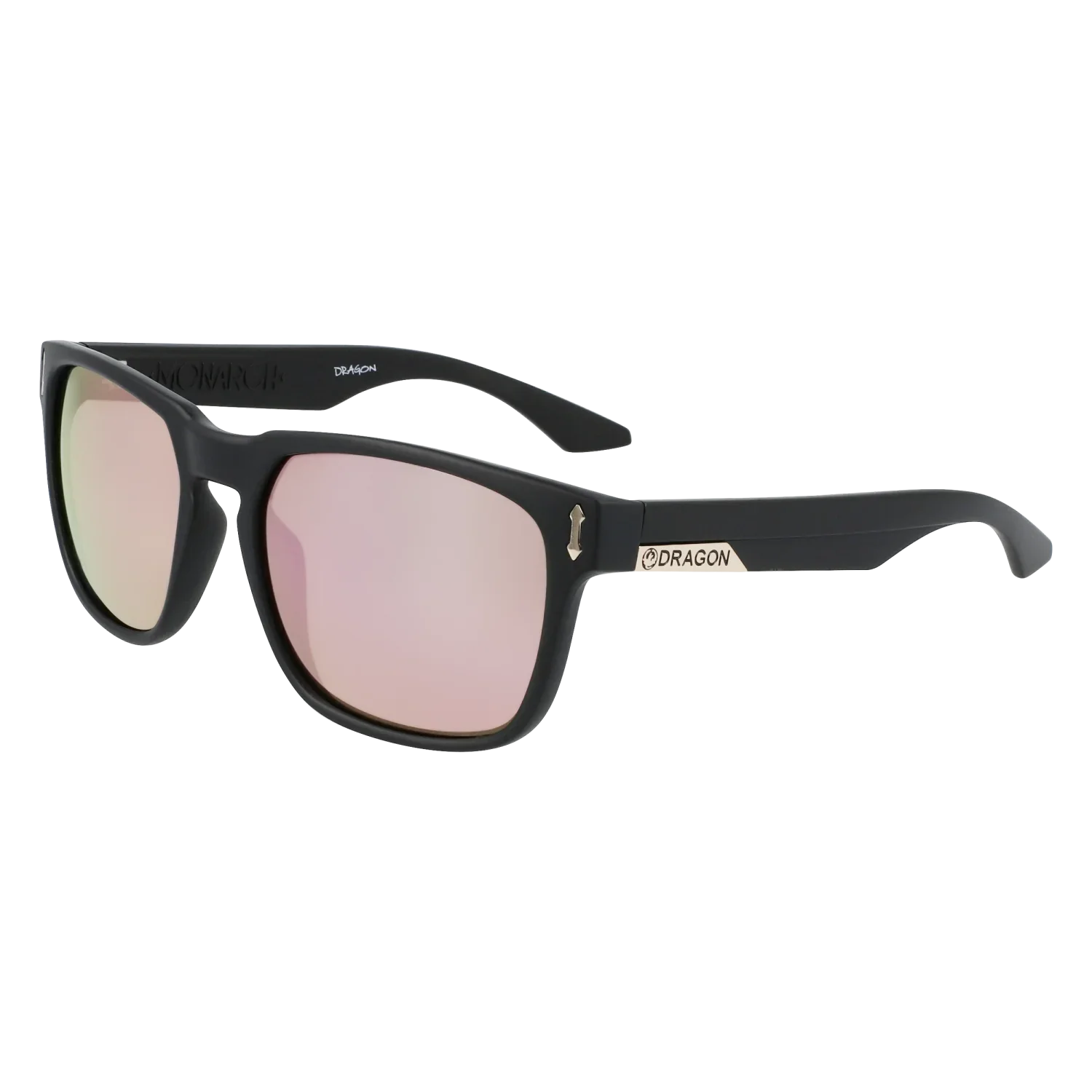 'Dragon Monarch LumaLens Sunglasses' in 'Matte Black W/ Lumalens Rose Gold Ion' colour