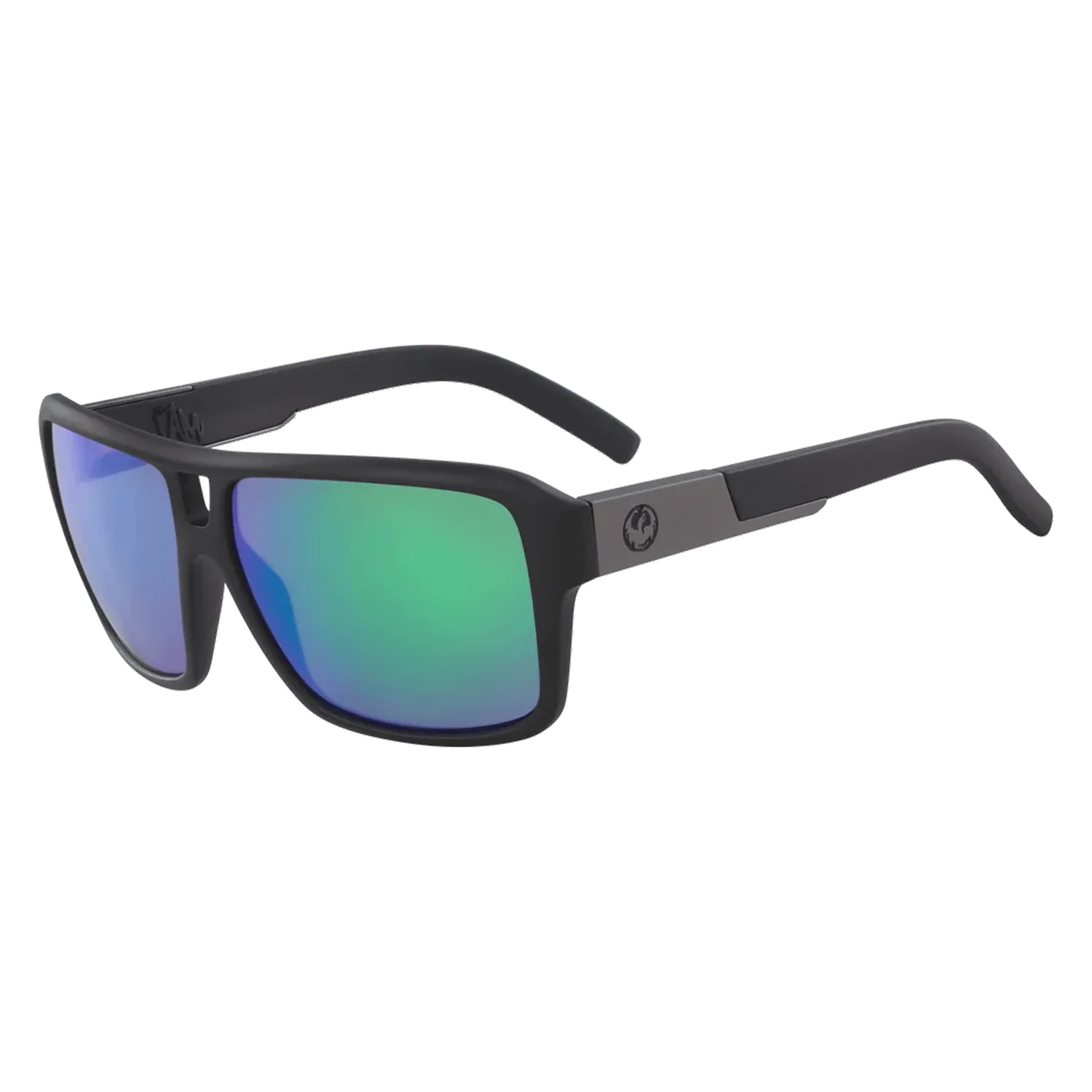 'Dragon The Jam LumaLens Sunglasses' in 'Matte Black W/ Lumalens Green Ion' colour