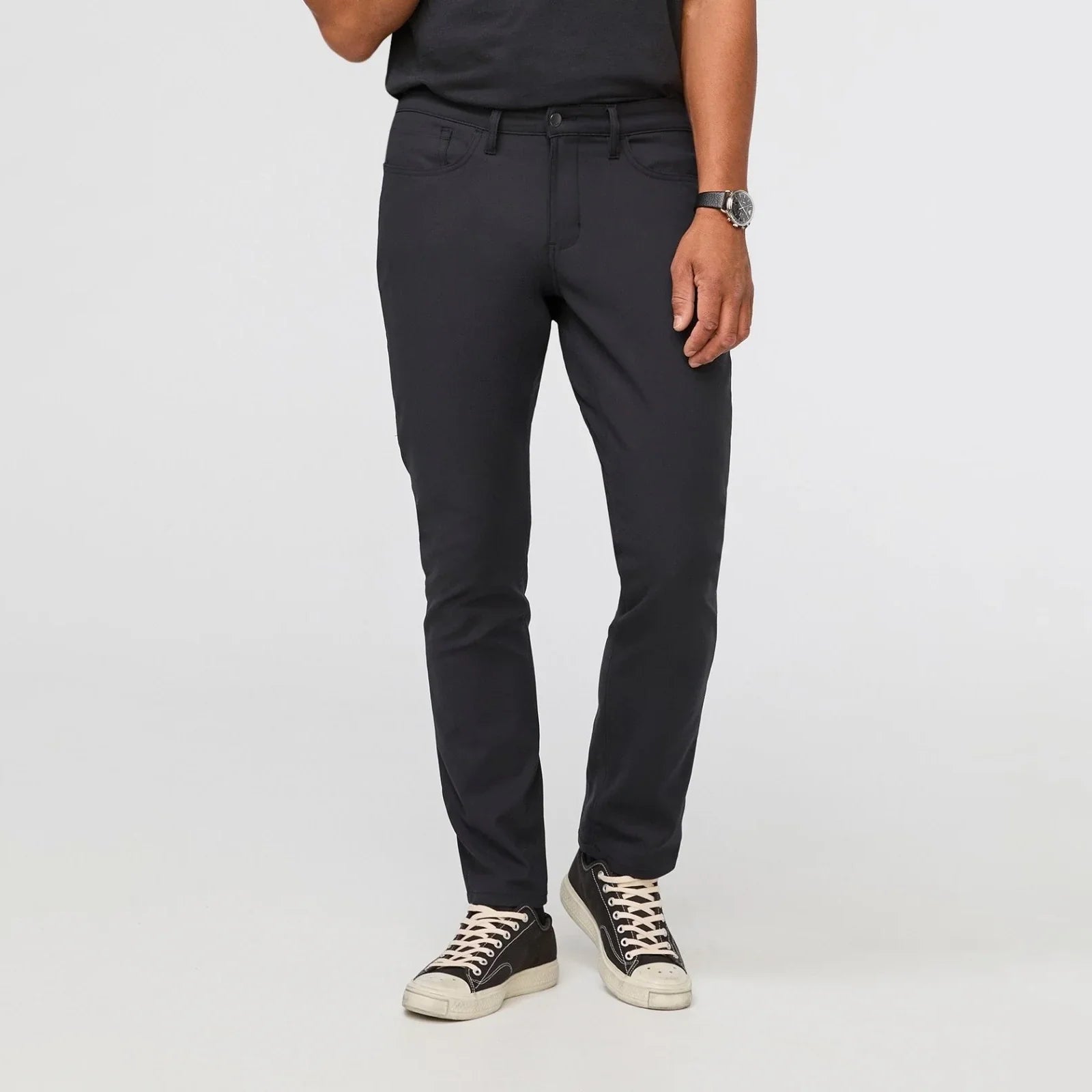 'Du/er NuStretch 5 Pocket Pant Relaxed Taper' in 'Black' colour