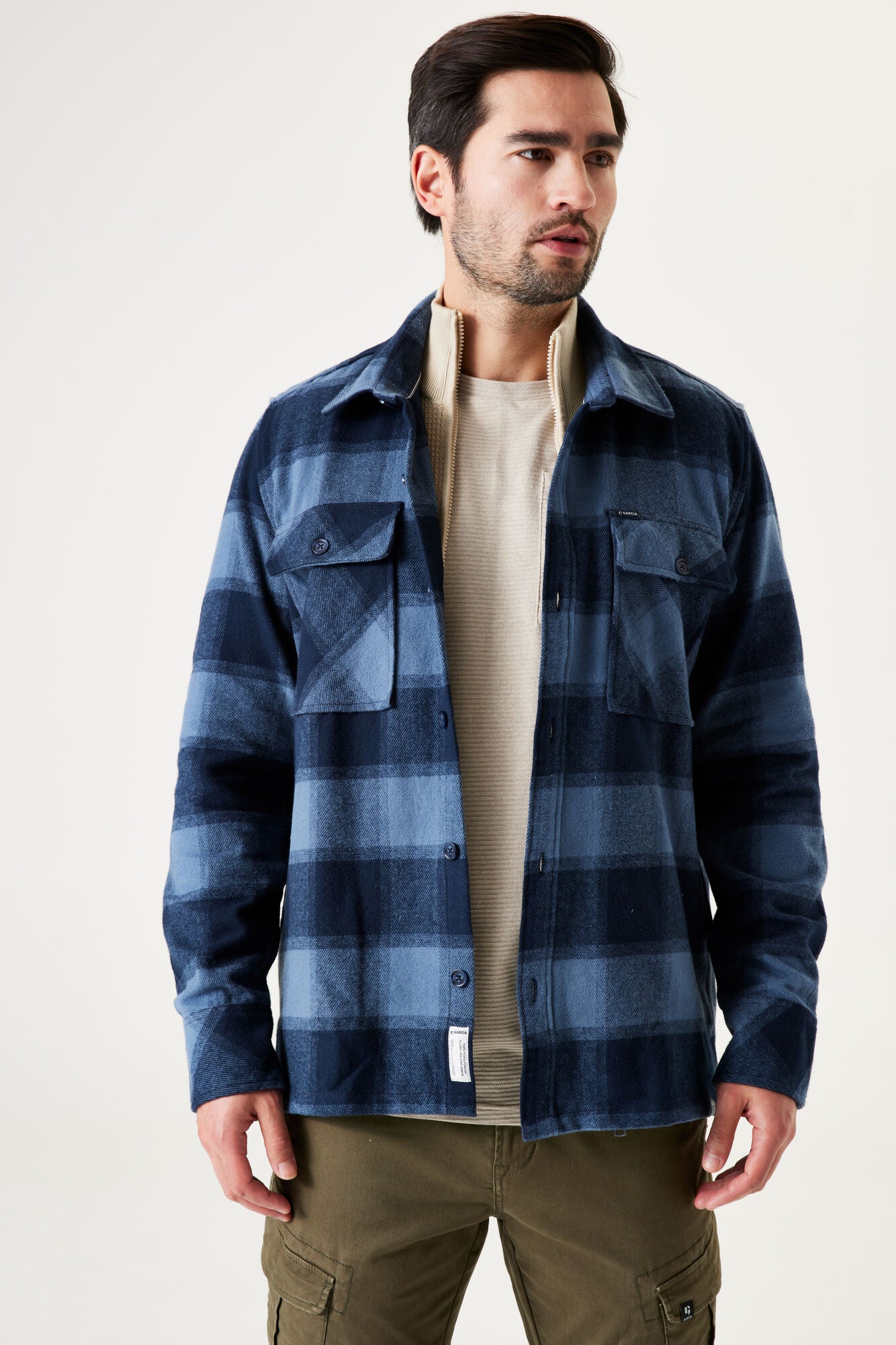 'Garcia U41100 Checked Overshirt' in 'Blue' colour