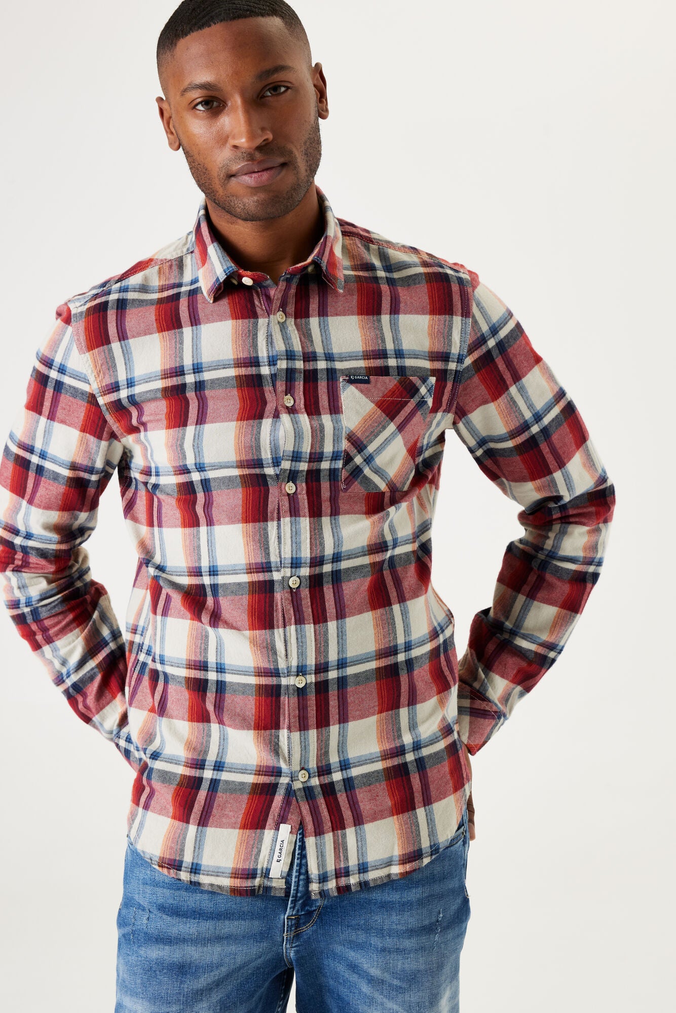 'Garcia U41081 Checked Shirt' in 'Red' colour.