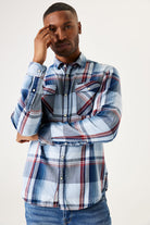 'Garcia U41084 Checked Shirt' in 'Blue' colour.