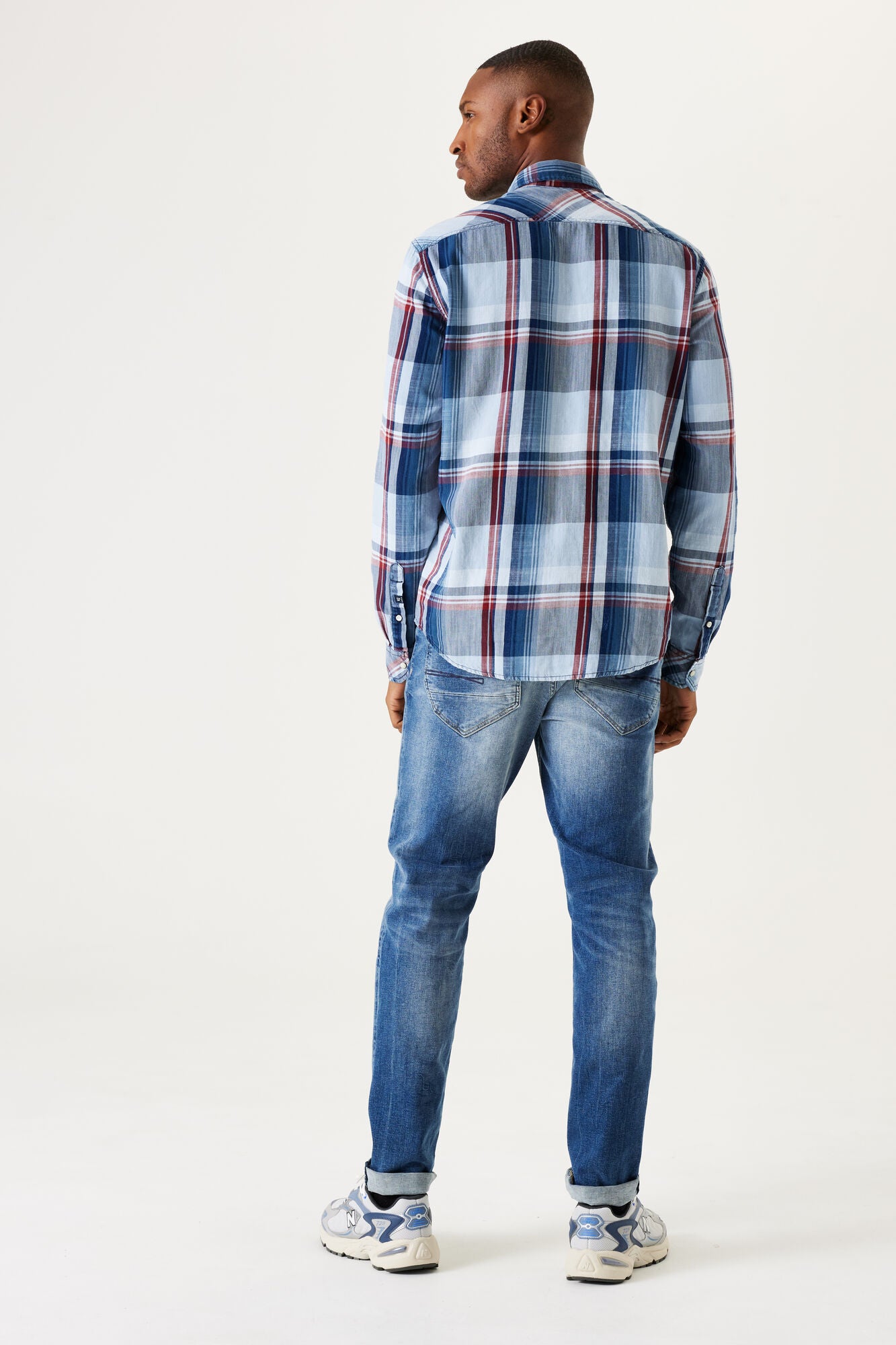 'Garcia U41084 Checked Shirt' in 'Blue' colour.