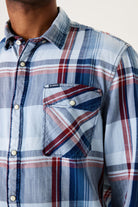 'Garcia U41084 Checked Shirt' in 'Blue' colour.