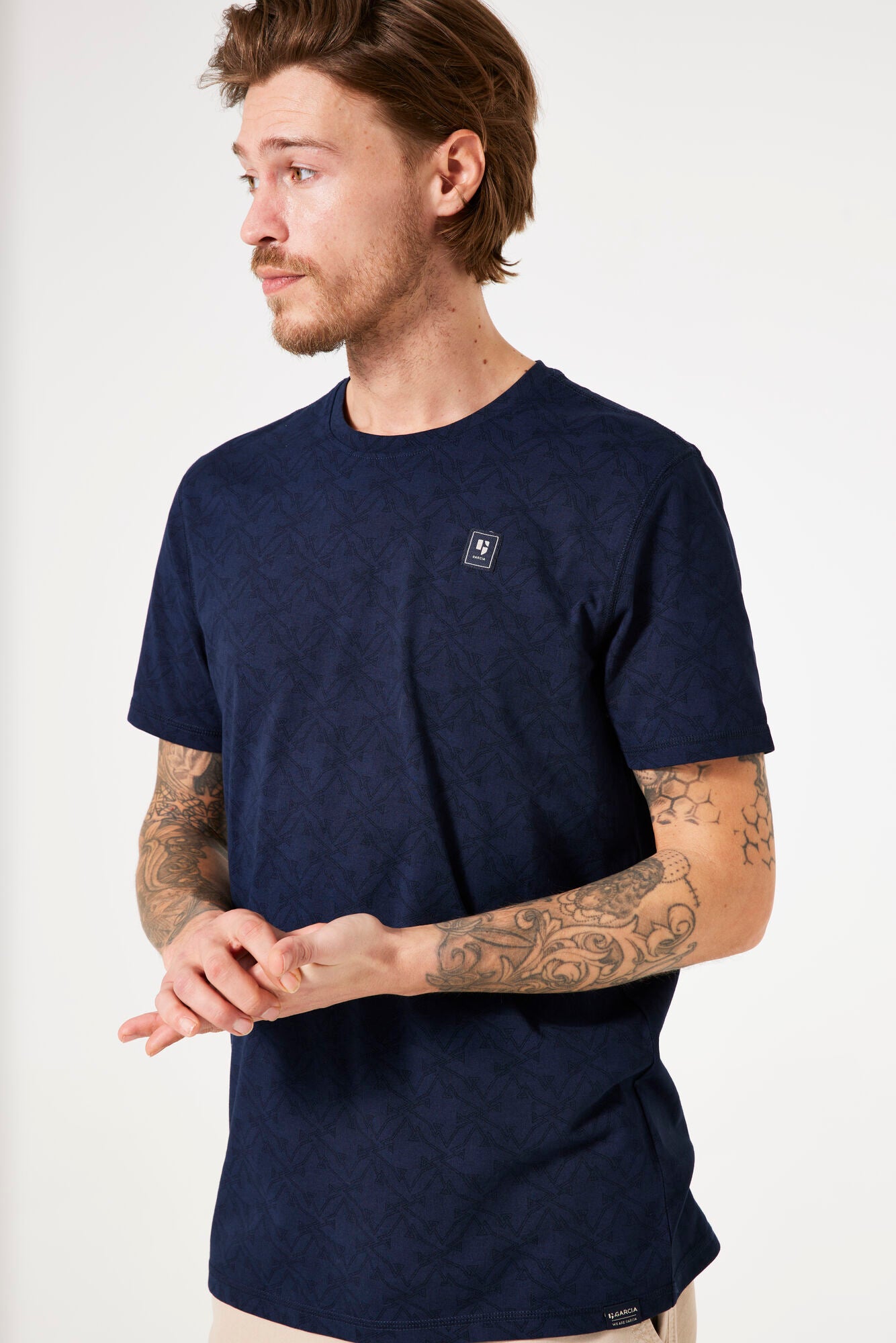 'Garcia T41201 Short Sleeve Printed T-shirt' in 'Dark Moon' colour