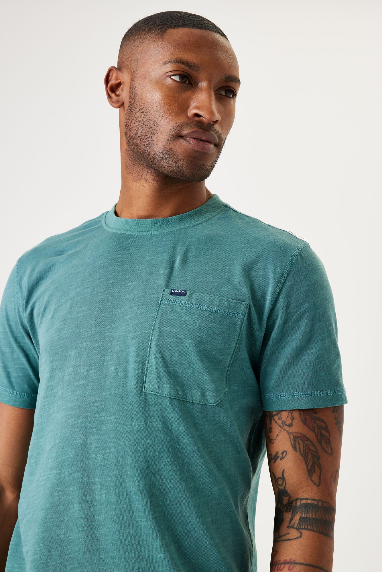 'Garcia T41202 Short Sleeve Pocket T-Shirt' in 'Jade Green' colour.