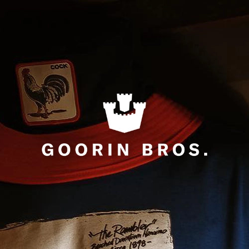 Goorin Bros American rooster bucket hat with Goorin Bros logo overlayed