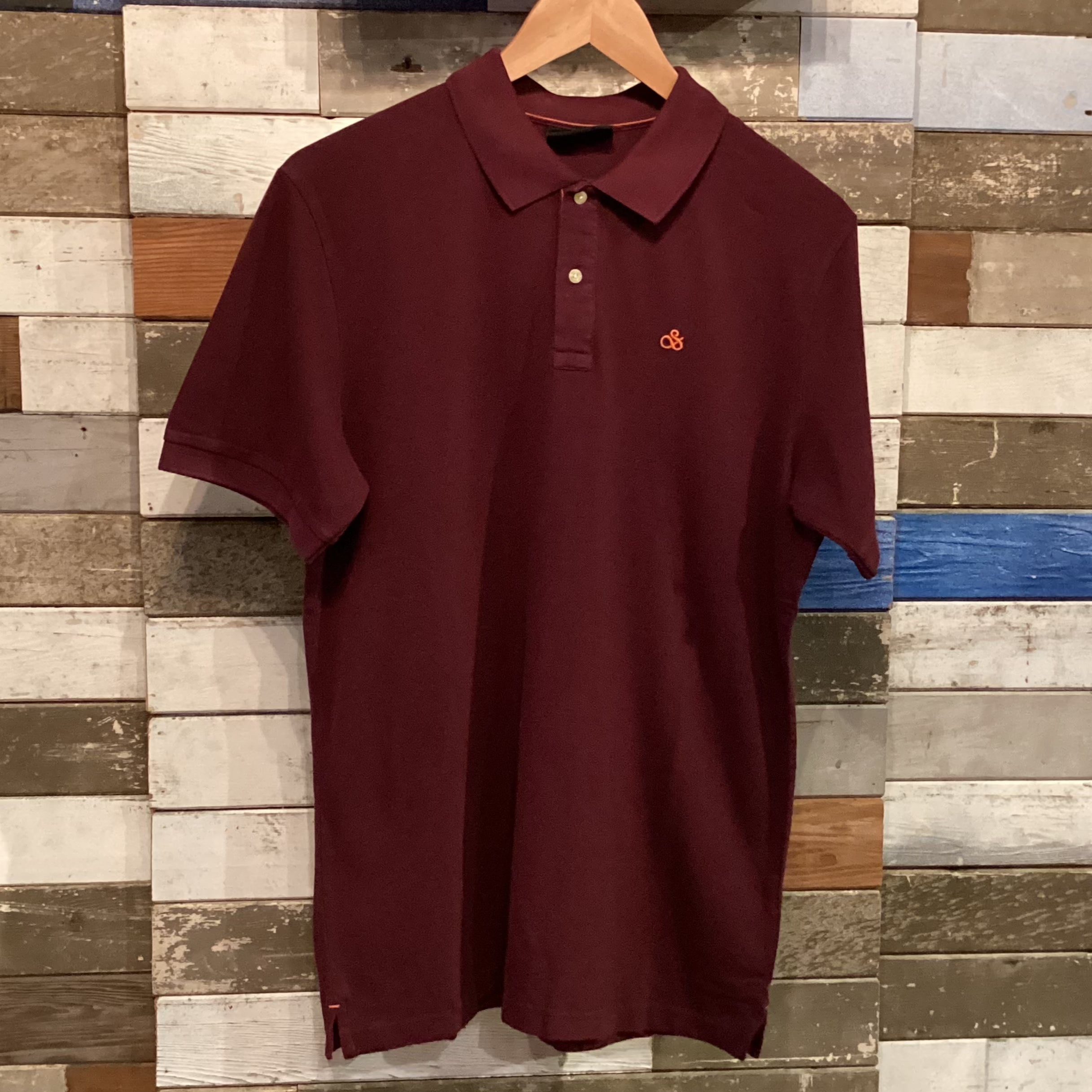 'Scotch & Soda Garment-Dyed Pique Polo Shirt' in 'Merlot' colour