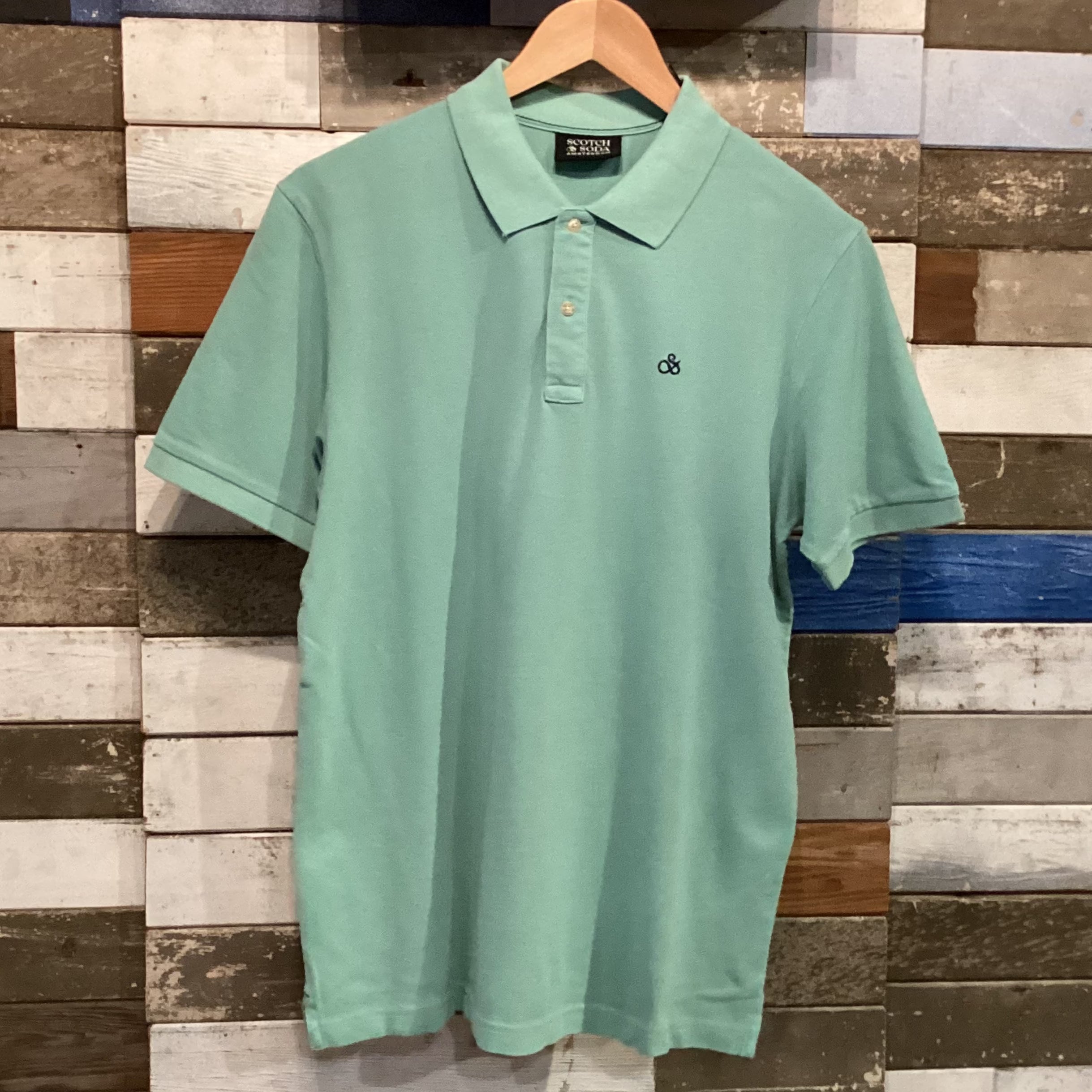 'Scotch & Soda Garment-Dyed Pique Polo Shirt' in 'Absinthe' colour