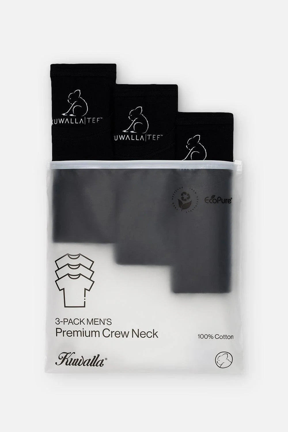 'Kuwalla Tee 3 Pack Crewneck Tees' in 'Jet Black' colours