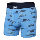 'SAXX Ultra Boxer Brief' with 'Sail Blue Fish On' print