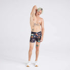 'SAXX Volt Boxer Brief' with 'Black Catch Phrase' print