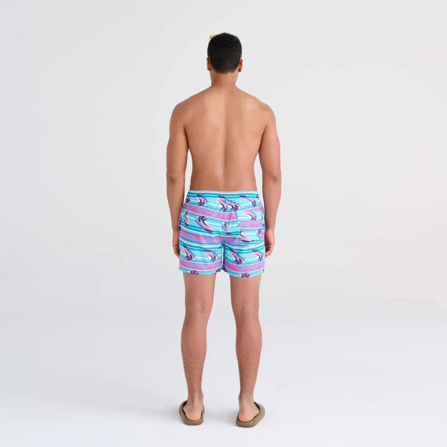 'SAXX Oh Buoy 5" Swim Shorts' in 'Jetski Stripe' colour