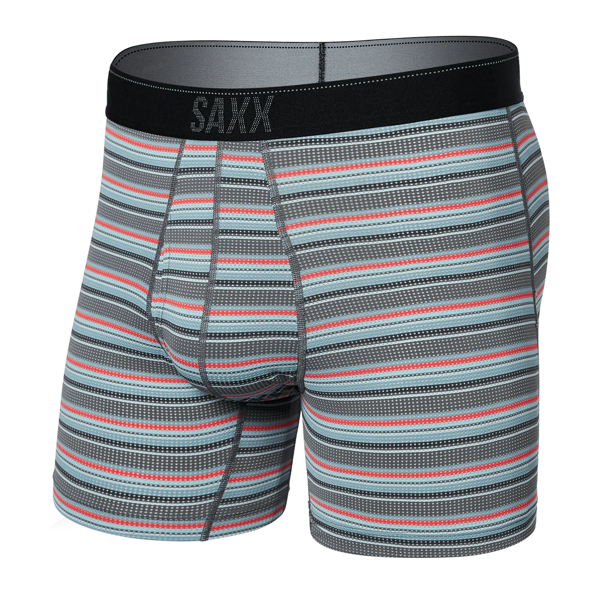 'SAXX Quest Quick Dry Mesh Boxer Brief - Field Stripe' in 'Charcoal' colour