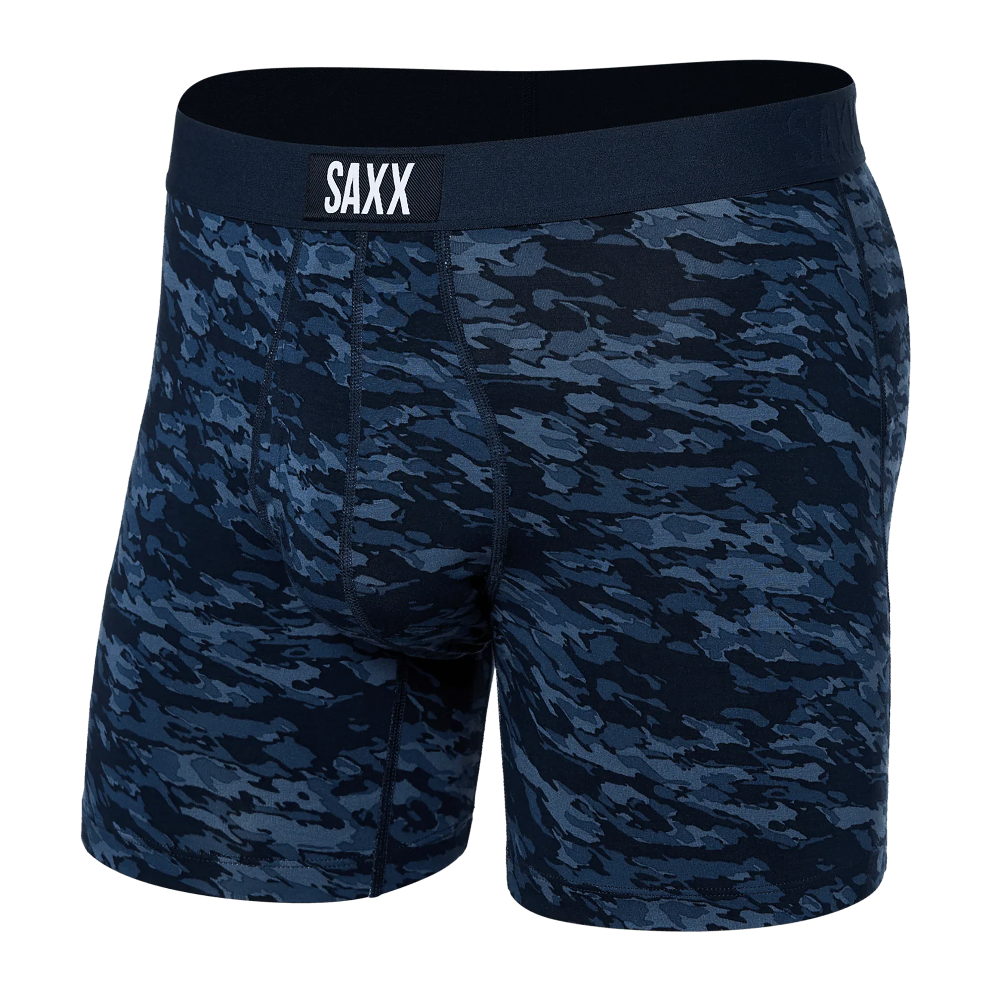 'SAXX Ultra Super Soft Boxer Brief - Basin Camo' in 'Navy' colour