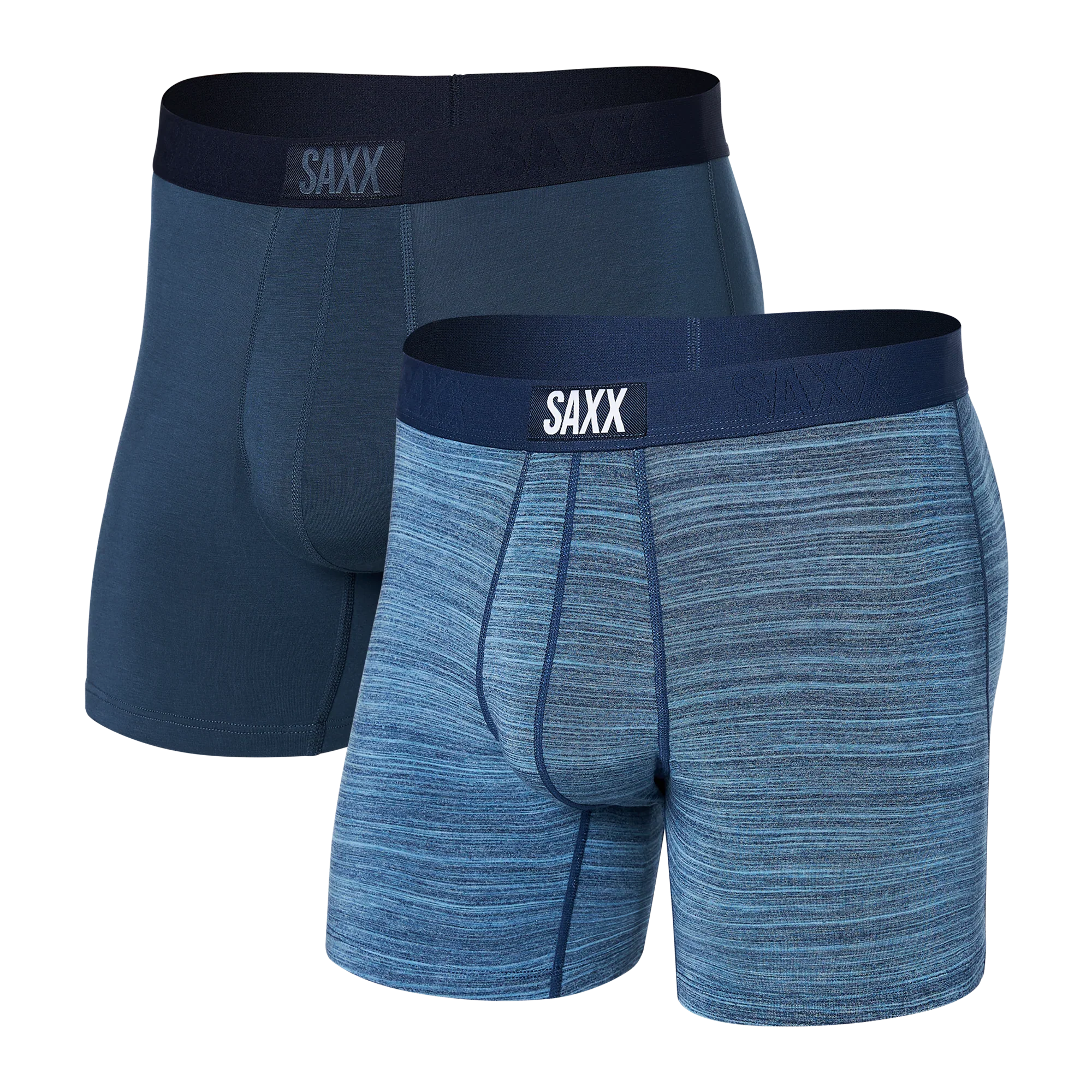 'SAXX Vibe 2-Pack Boxer Briefs - Space Dye Heather/Navy' in 'Space Dye Heather/Navy' colour