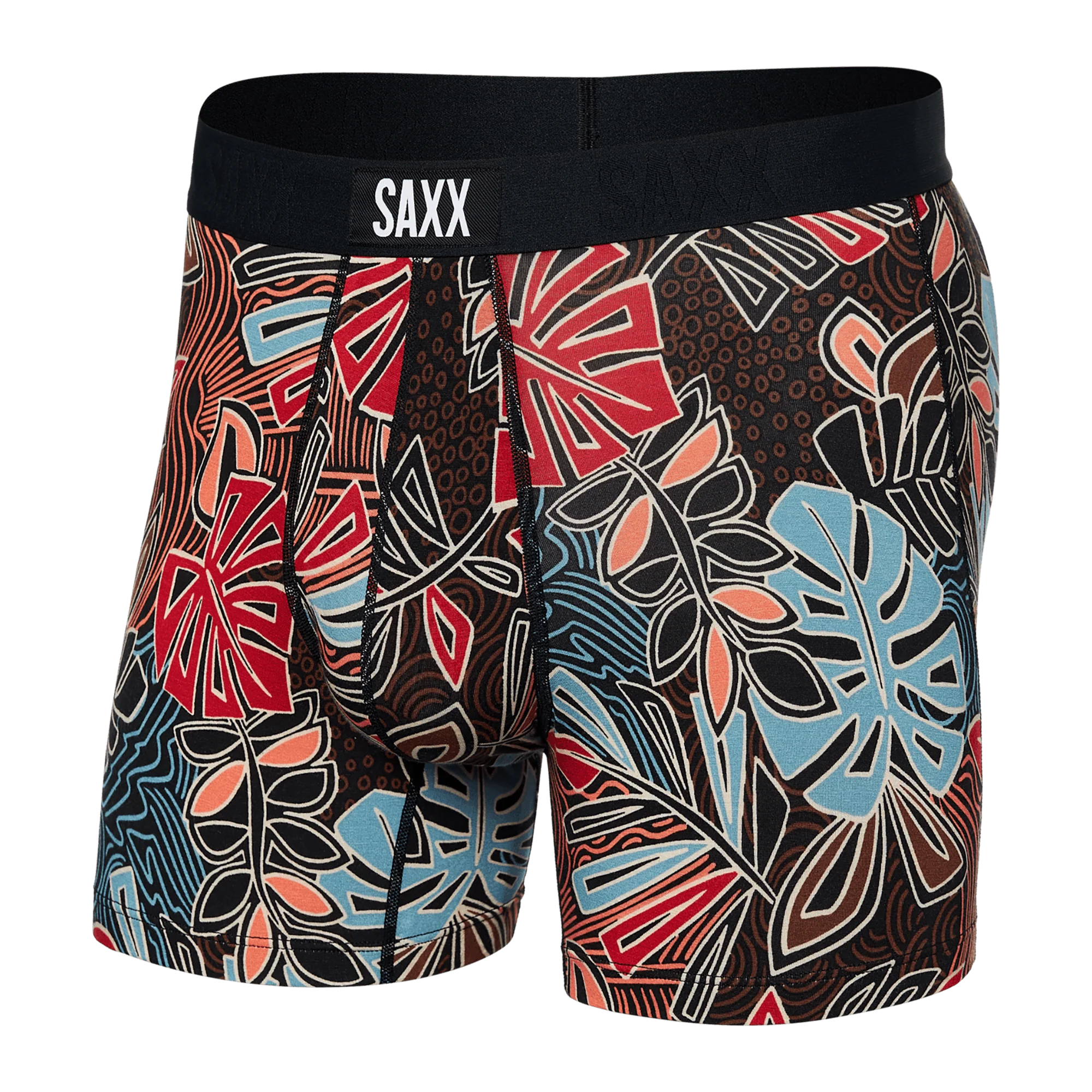 'SAXX Vibe Super Soft Boxer Brief - Desert Palms' in 'Red' colour