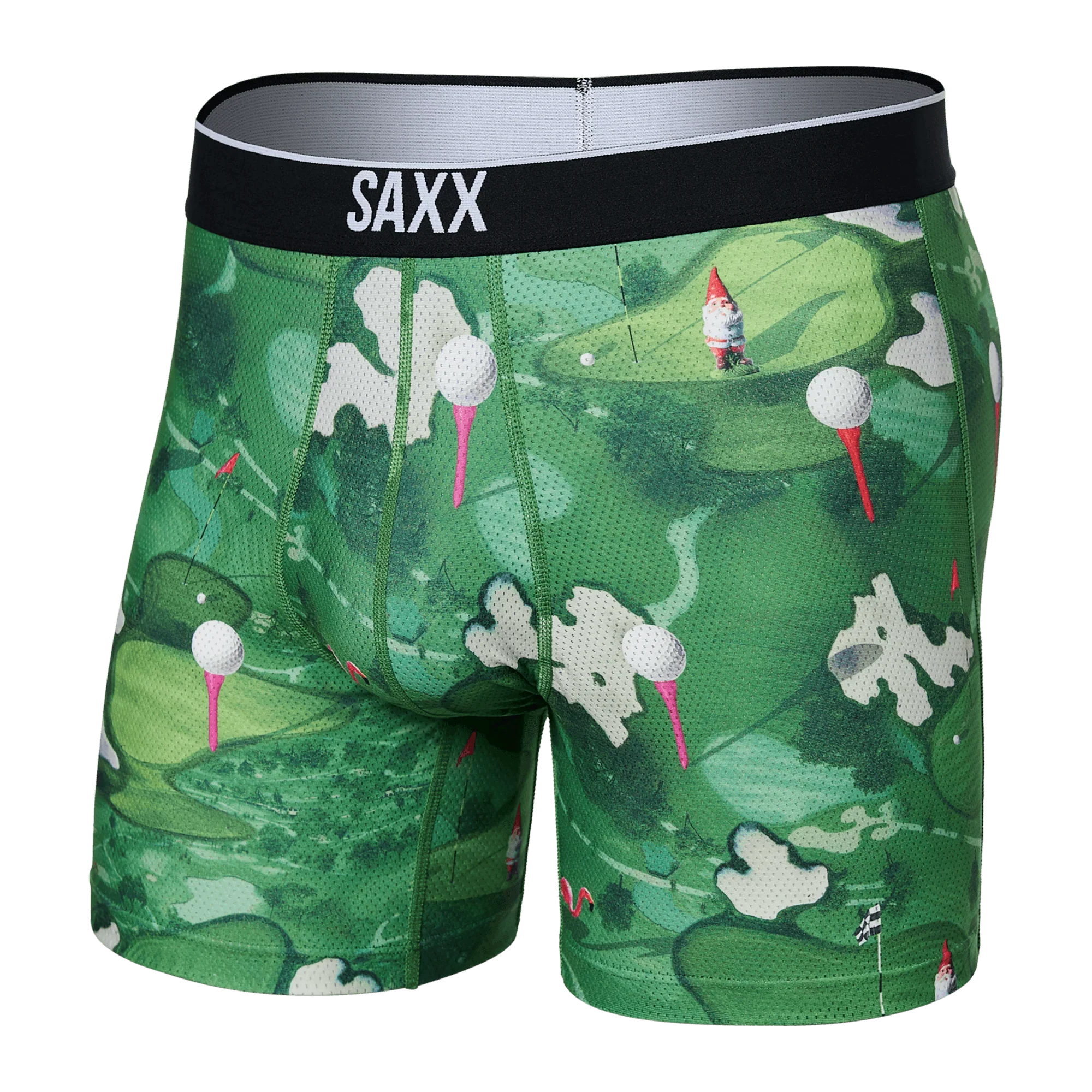 'SAXX Volt Breathable Mesh Boxer Brief - Off Course' in 'Green' colour