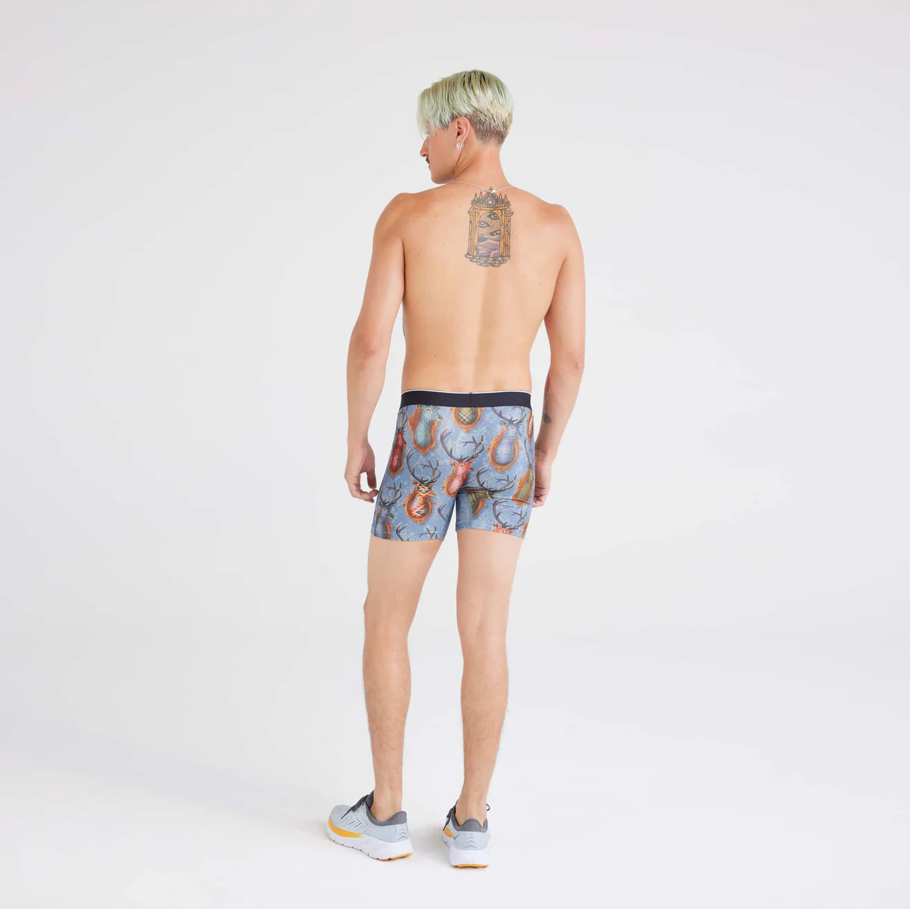 'Saxx Volt Breathable Mesh Boxer Brief - Mr. Deer Face' in 'Slate' colour