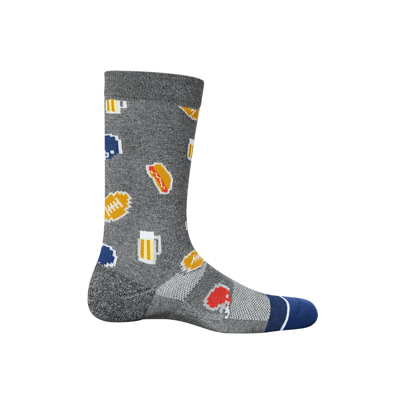 'Saxx Whole Package Crew Sock - Football Gamer' in 'Graphite Heather' colour