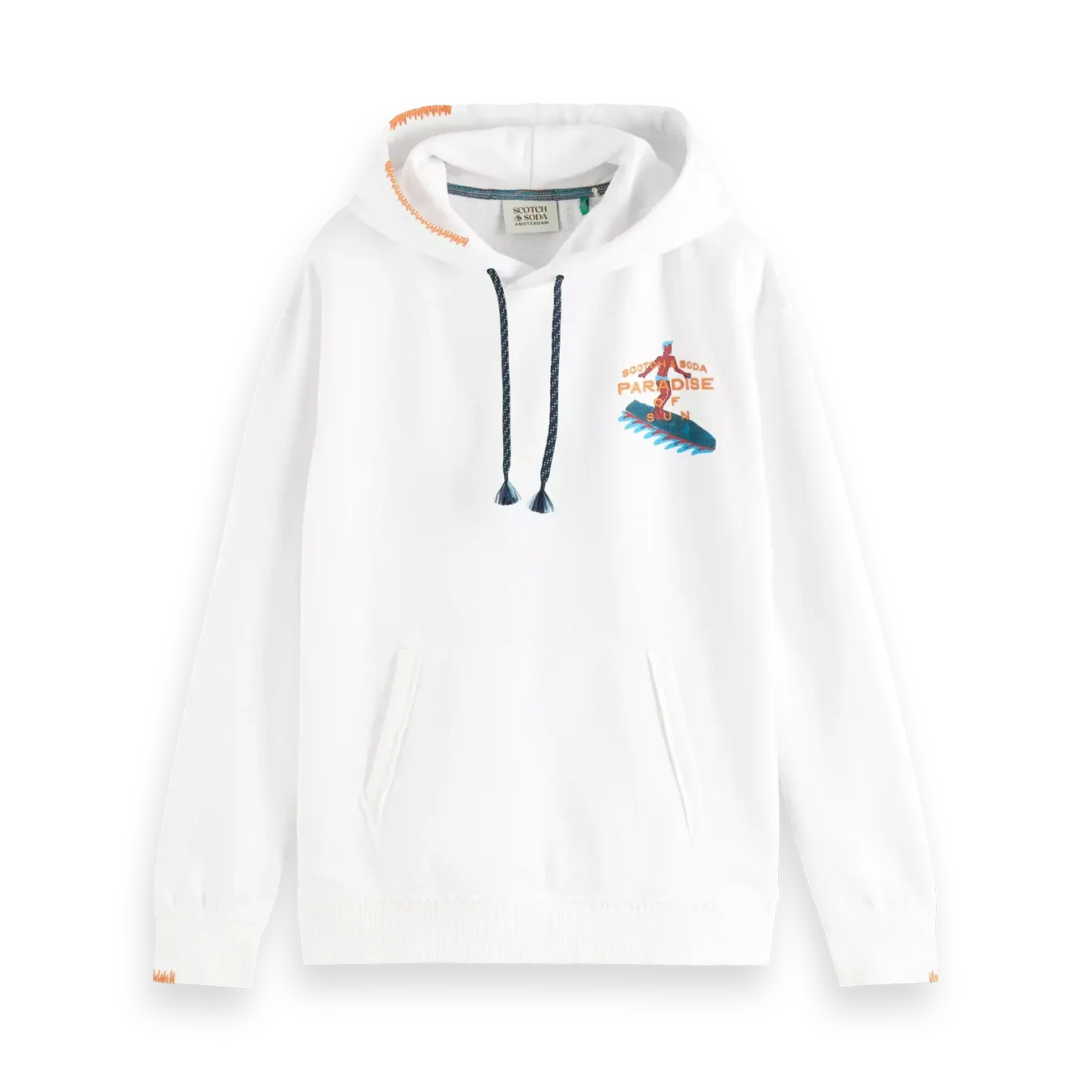 'Scotch & Soda Front & Back Artwork Hoodie' in 'White' colour
