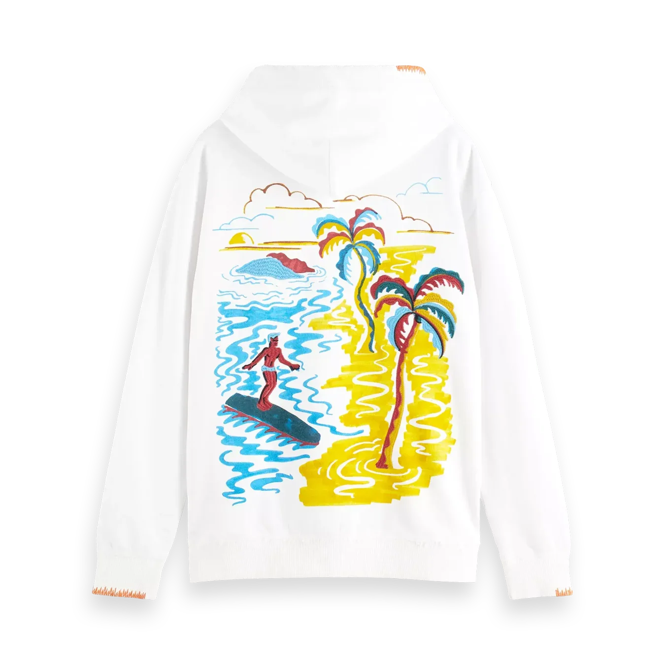 'Scotch & Soda Front & Back Artwork Hoodie' in 'White' colour