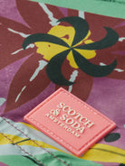 'Scotch & Soda Mid-Length Printed Bermuda Swim Shorts' in 'Dark Pink' colour