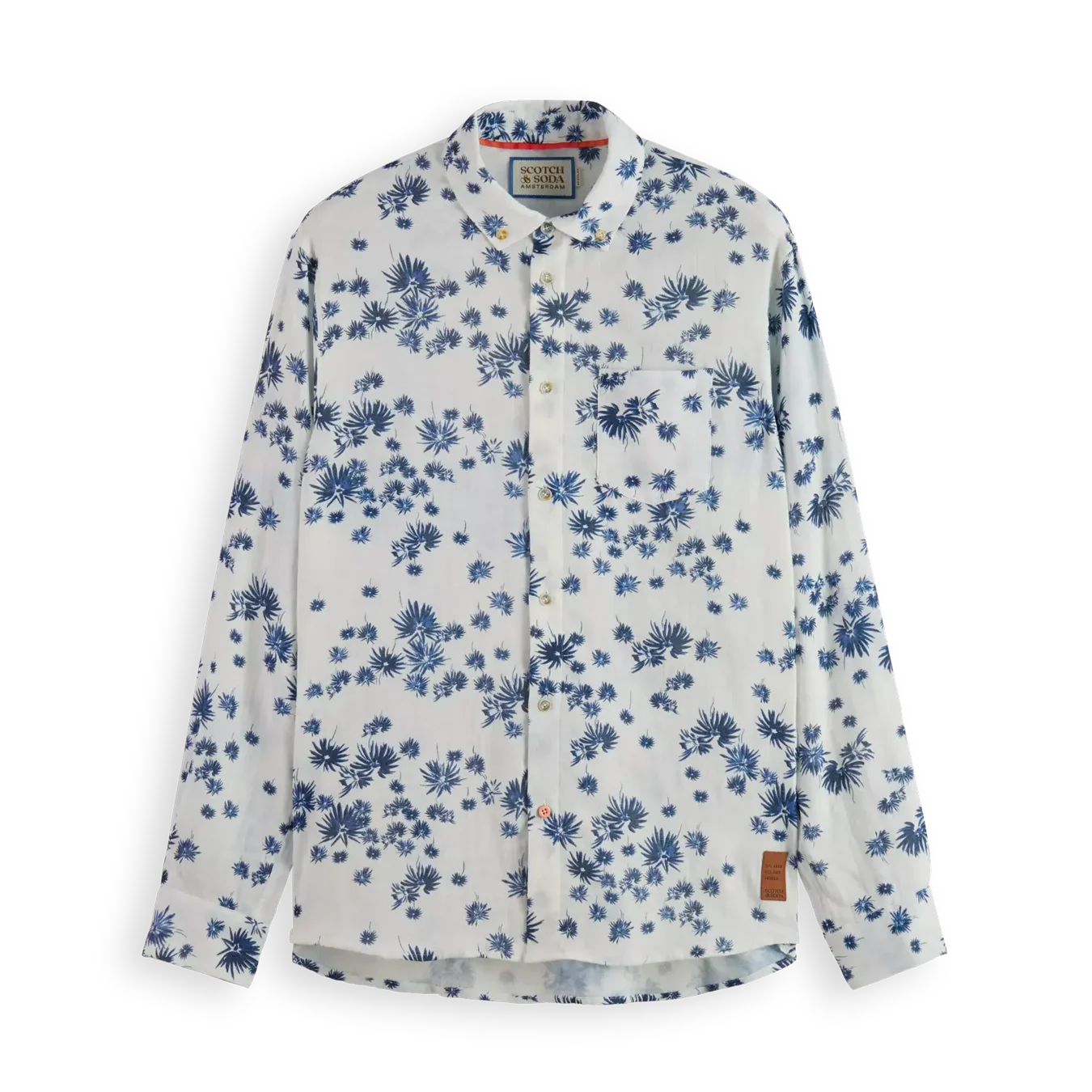 'Scotch & Soda Bonded Long Sleeve Shirt in Prints and Checks' in 'White Fireworks' colour