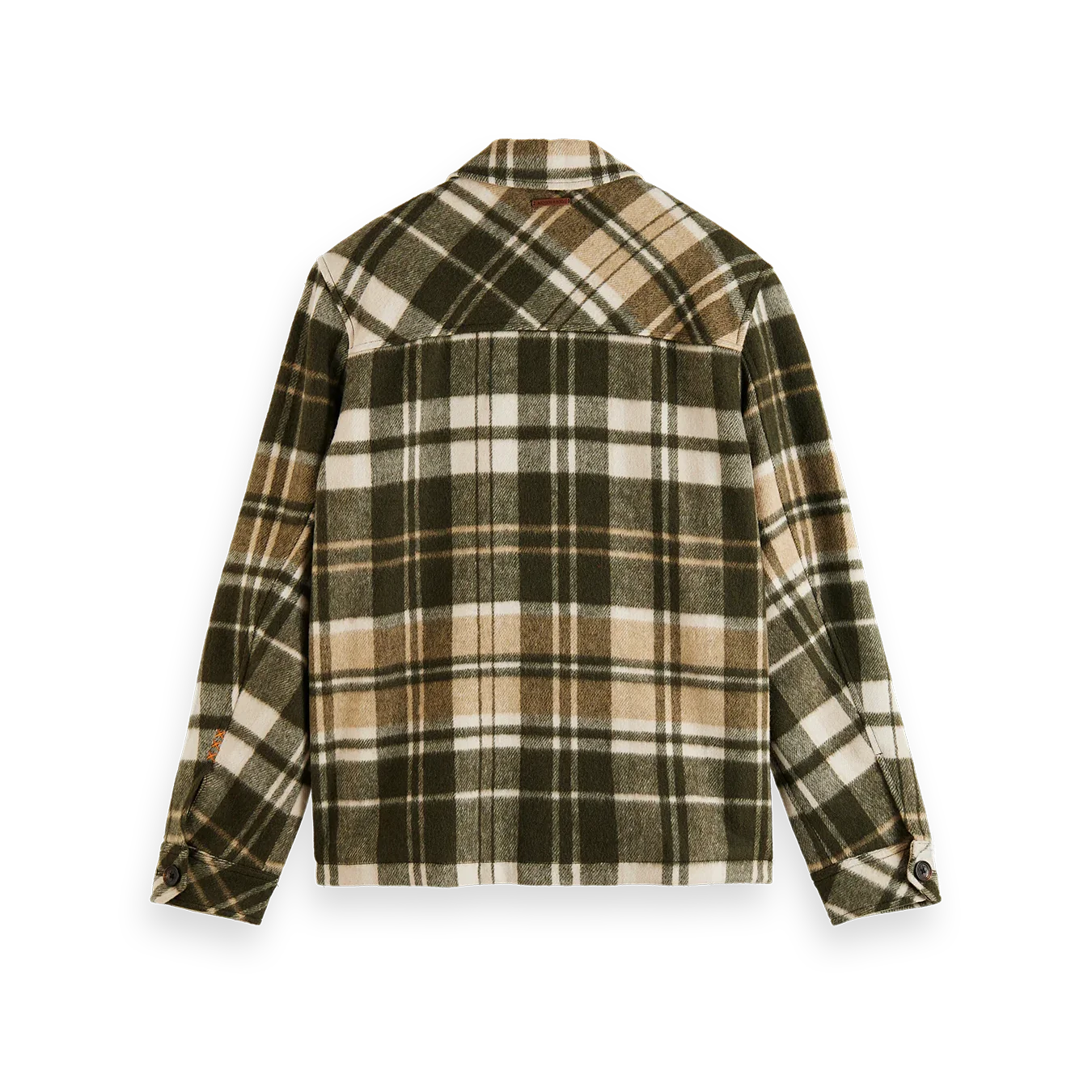 'Scotch & Soda Brushed Wool Checkered Overshirt' in 'Green Check' colour