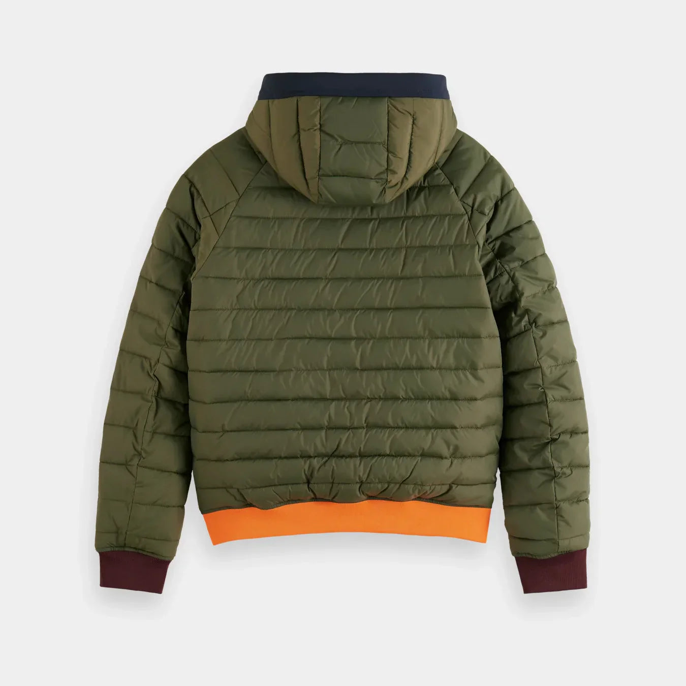 'Scotch & Soda Colourblock Quilted Bomber Jacket' in 'Military' colour