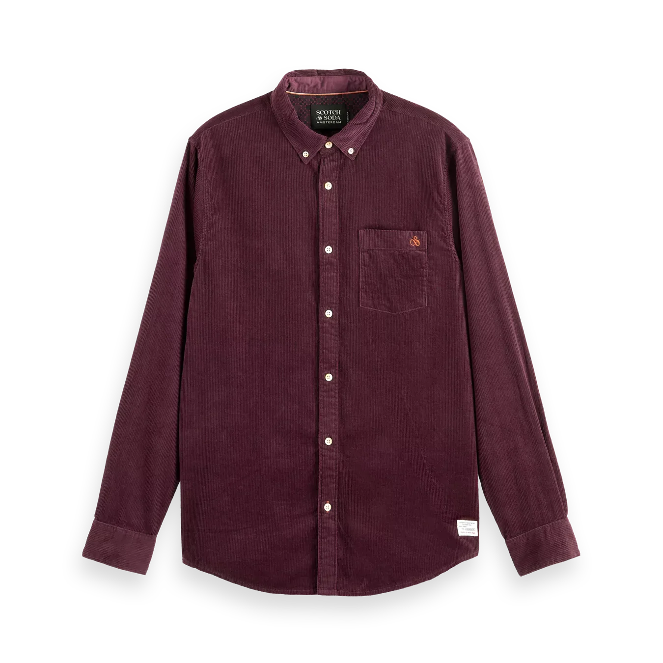 'Scotch & Soda Corduroy Button Up Shirt' in 'Merlot' colour