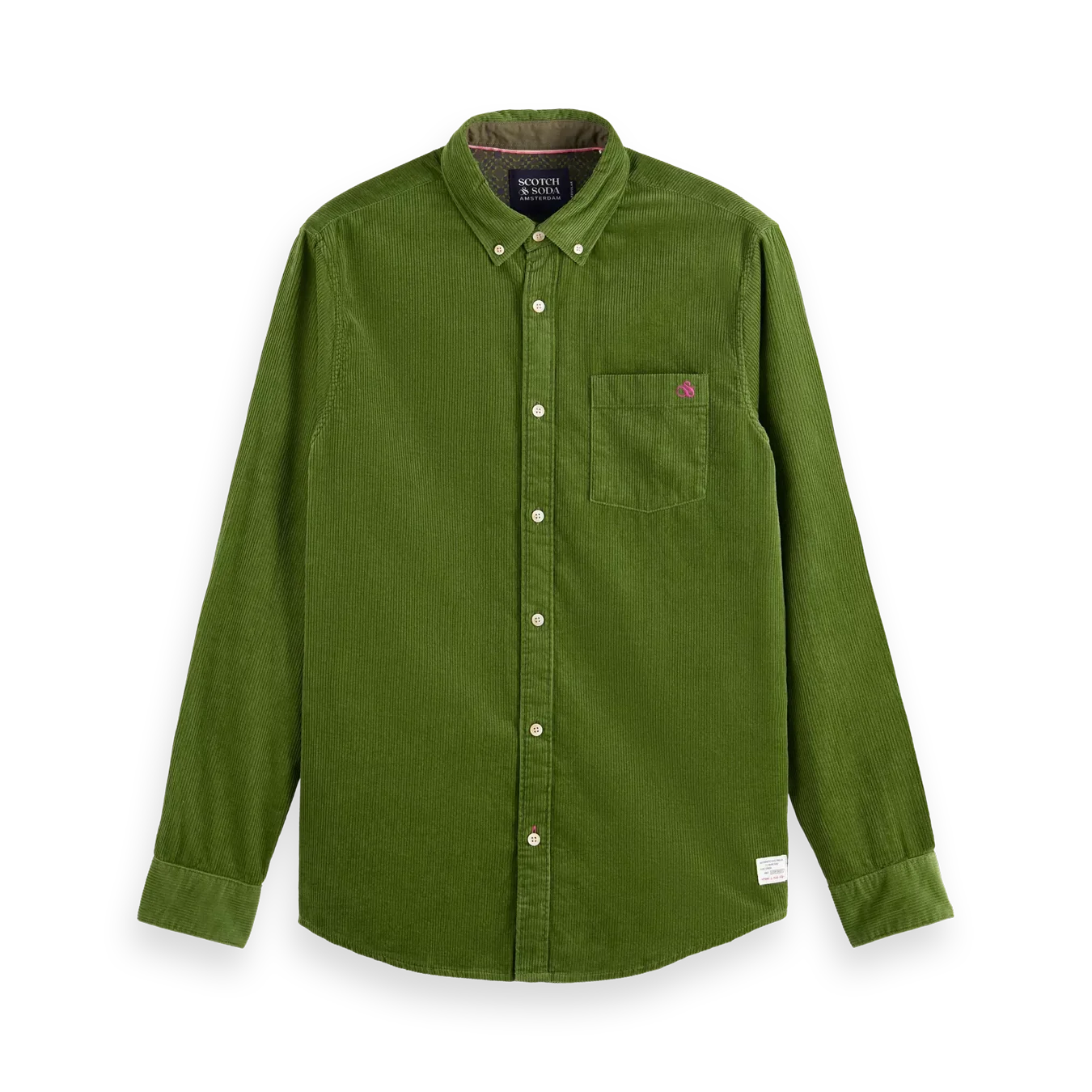 'Scotch & Soda Corduroy Button Up Shirt' in 'Mojito Green' colour