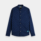 'Scotch & Soda Ditsy Music Note Print Poplin Shirt' in 'Navy' colour