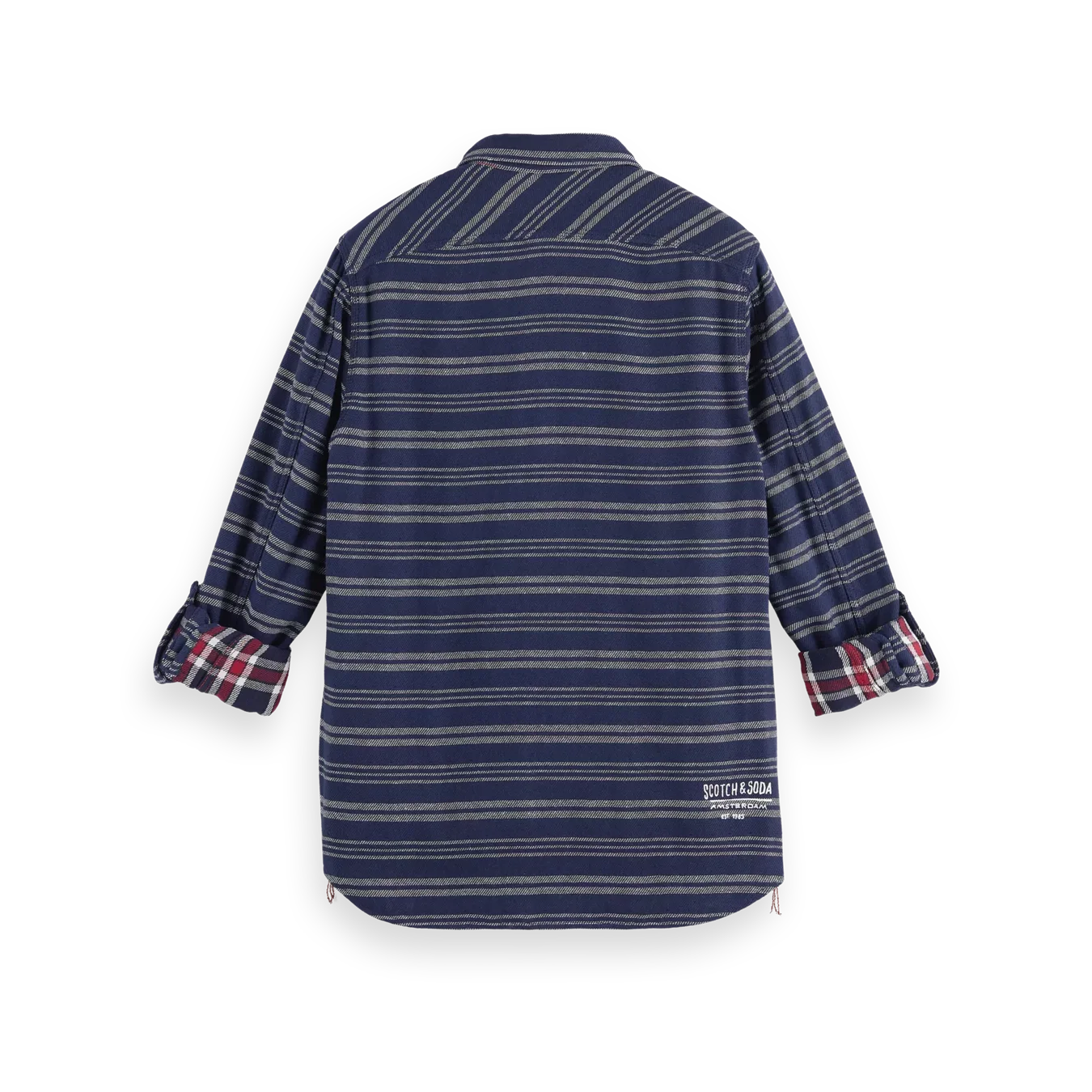 'Scotch & Soda Double-Faced Twill Check Shirt' in 'Blue Stripe' colour
