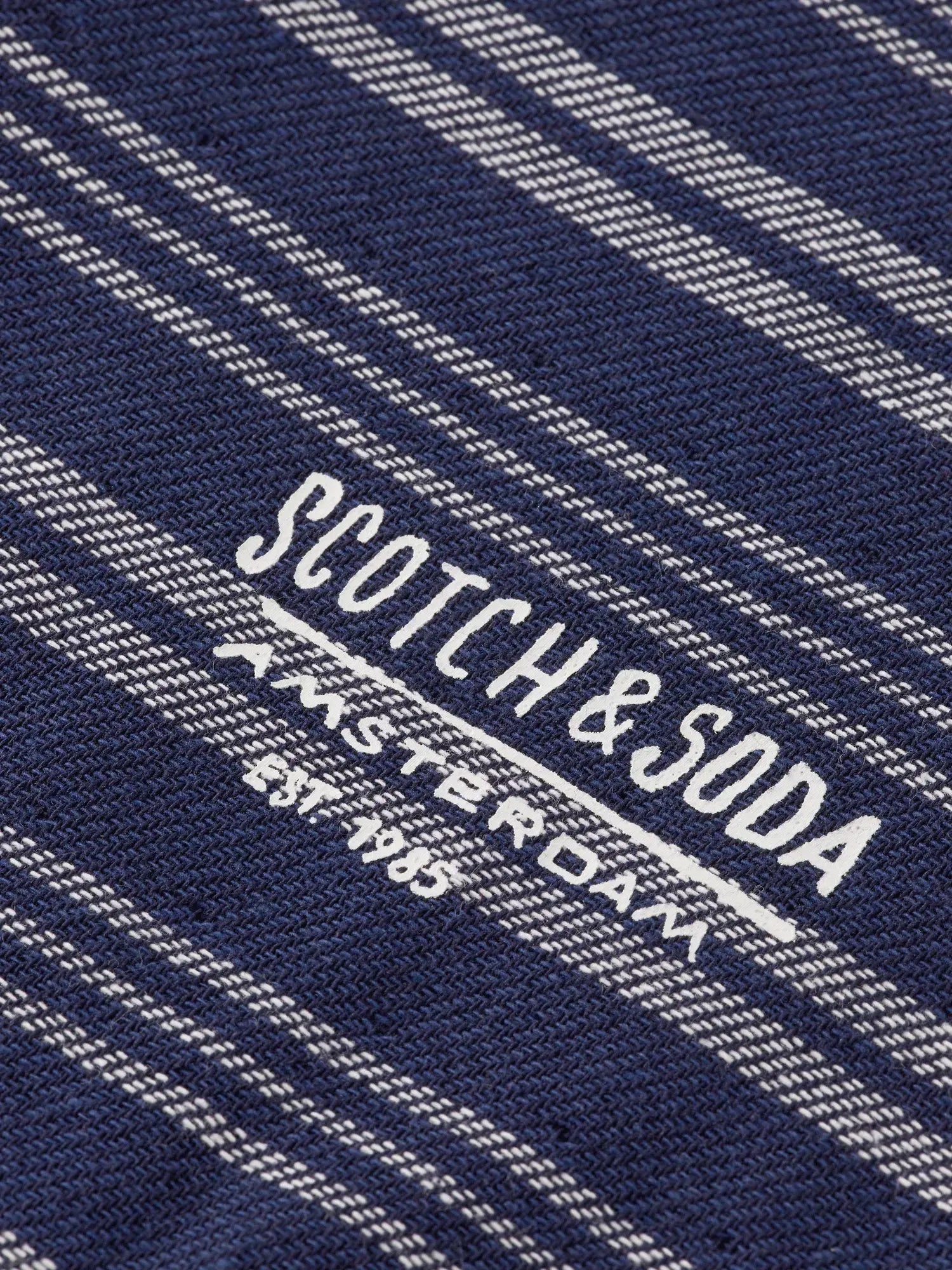 'Scotch & Soda Double-Faced Twill Check Shirt' in 'Blue Stripe' colour