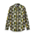 'Scotch & Soda Checked Flannel Long Sleeve Shirt' in 'Green Check' colour