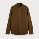 'Scotch & Soda Regular Fit Pocketed Lyocell Shirt' in 'Olive' colour