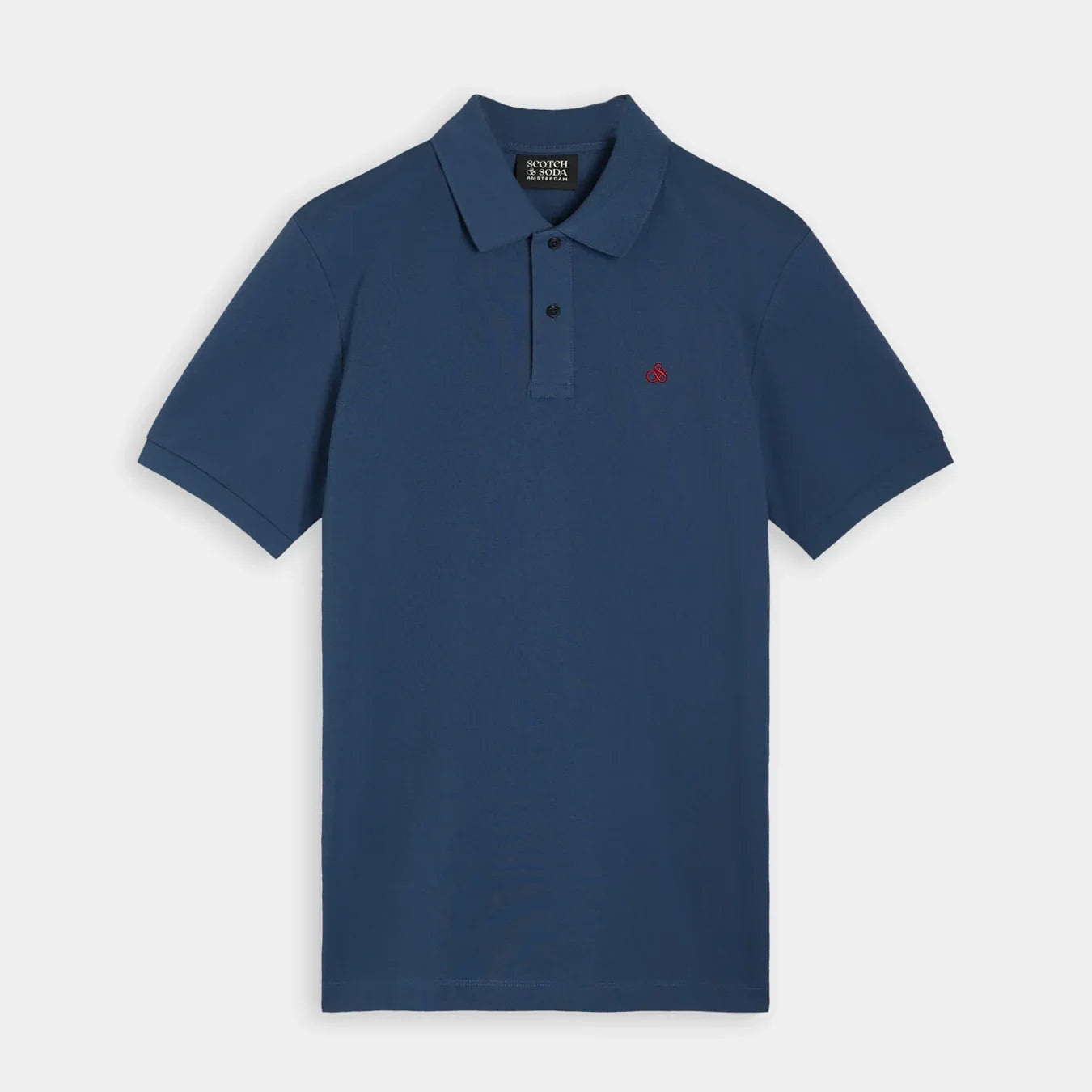 'Scotch & Soda Classic Organic Pique Polo' in 'Storm Blue' colour