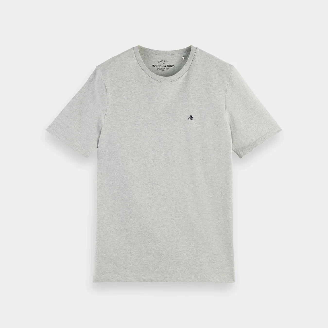 'Scotch & Soda Crewneck Jersey T-Shirt In Organic Cotton' in 'Grey Melange' colour