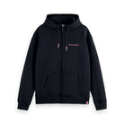 'Scotch & Soda Unisex Organic Cotton Zip-Thru Hoodie' in 'Black' colour