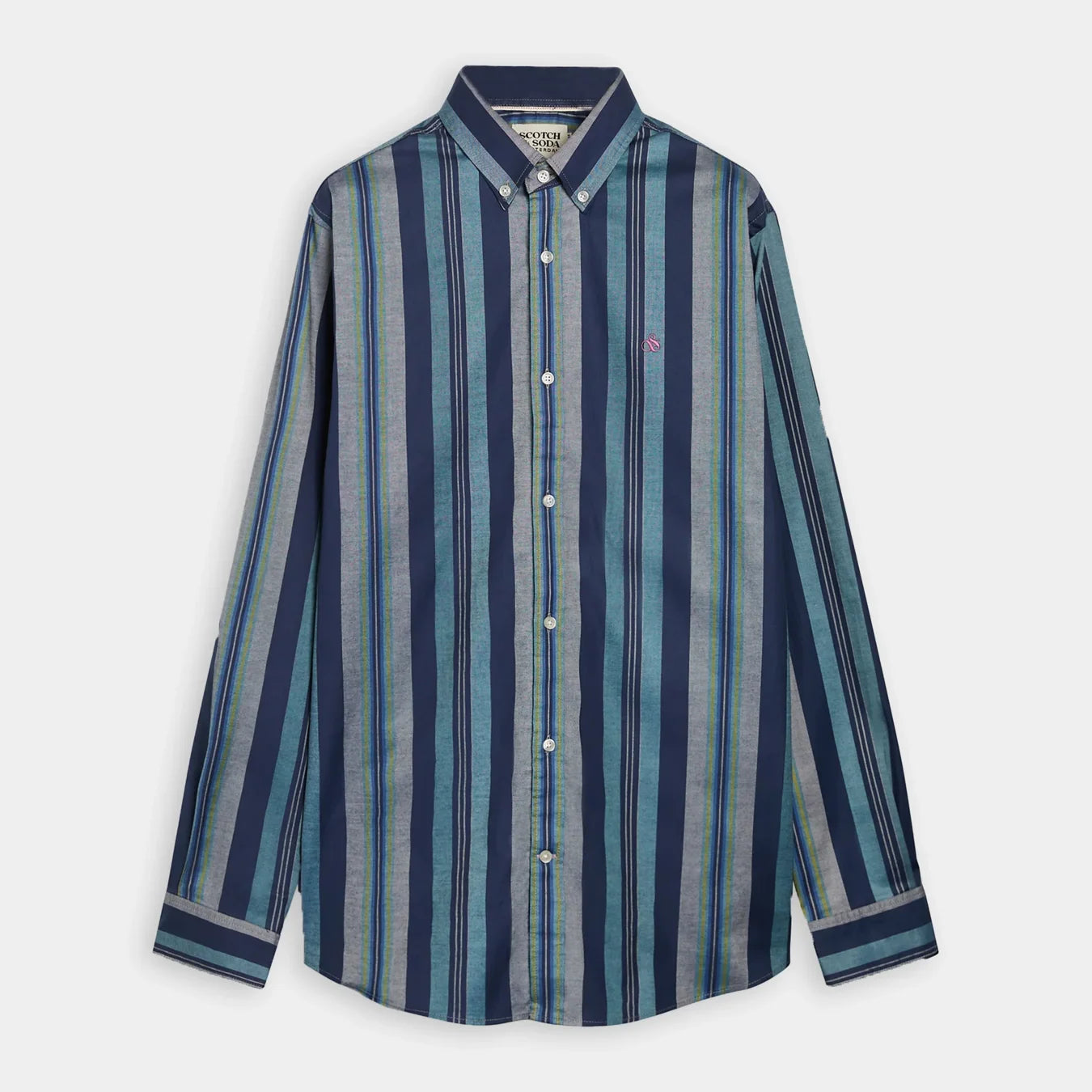 'Scotch & Soda Essential Oxford Stripe Shirt' in 'Navy' colour