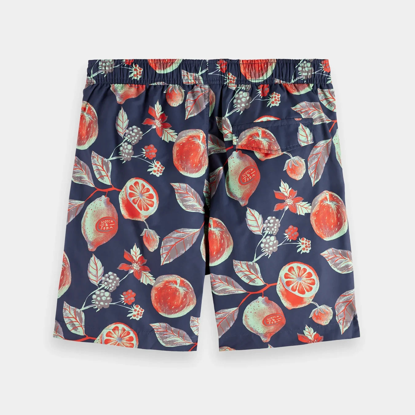 'Scotch & Soda Mid-Length Printed Swim Shorts' in 'Multi Fruits' colour