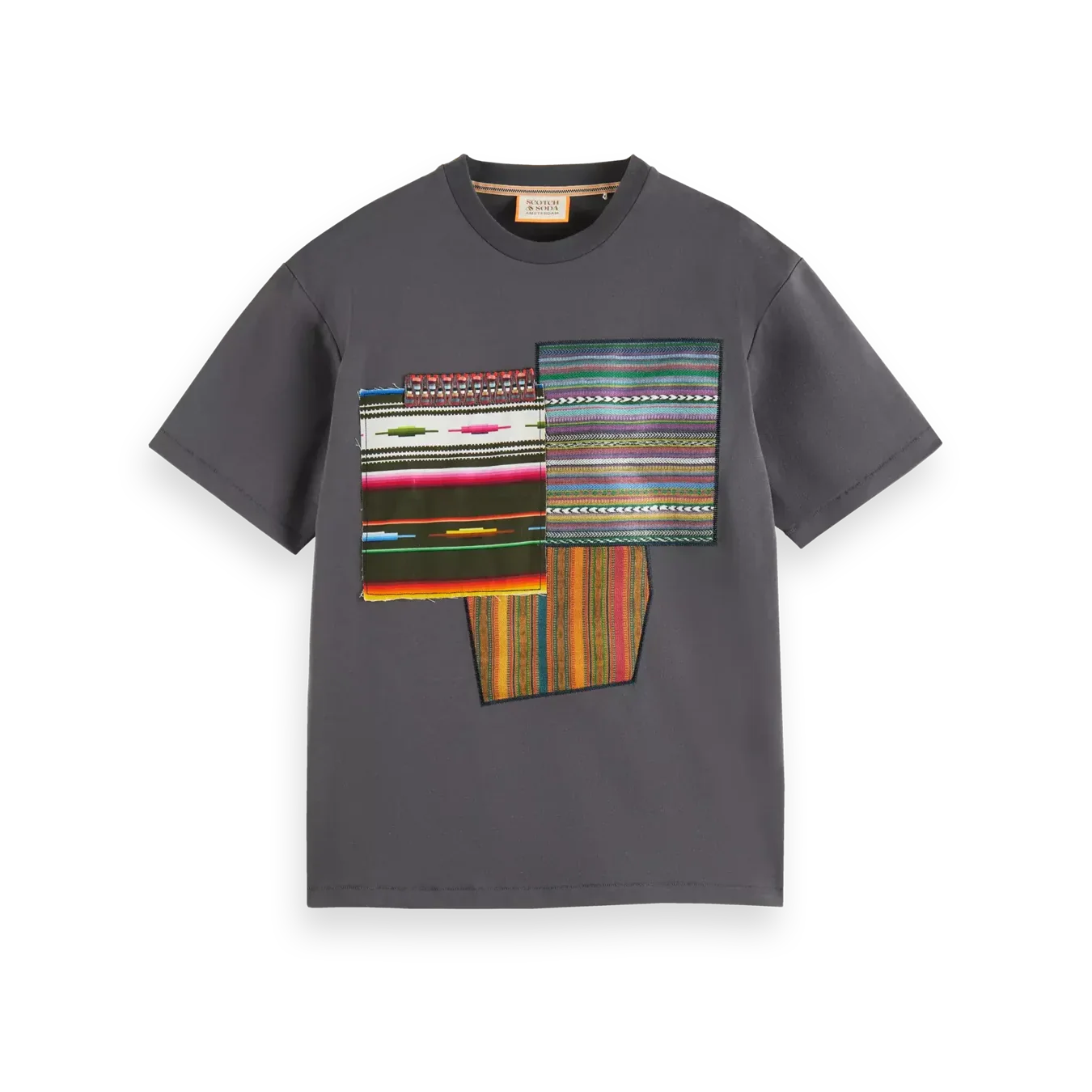 'Scotch & Soda 3 Patch Woven Applique T-Shirt' in 'Moondust' colour