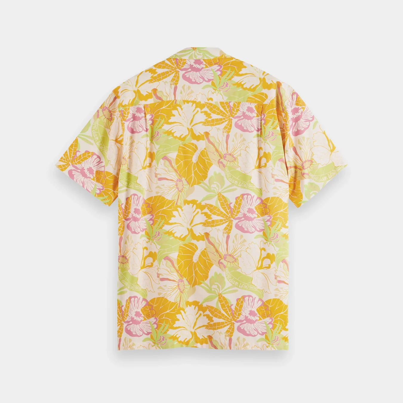 'Scotch & Soda Short Sleeve Floral Printed Camp Shirt' in 'Yellow' colour
