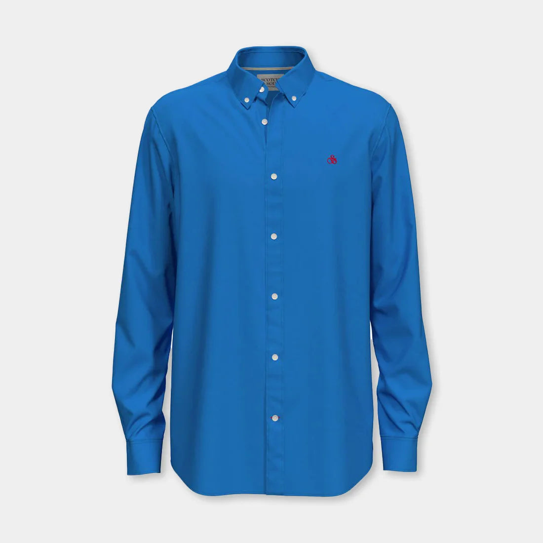 'Scotch & Soda Solid Oxford Button-Down Shirt' in 'Blue' colour