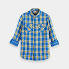 'Scotch & Soda Double-Faced Twill Check Shirt' in 'Blue/Yellow Check' colour