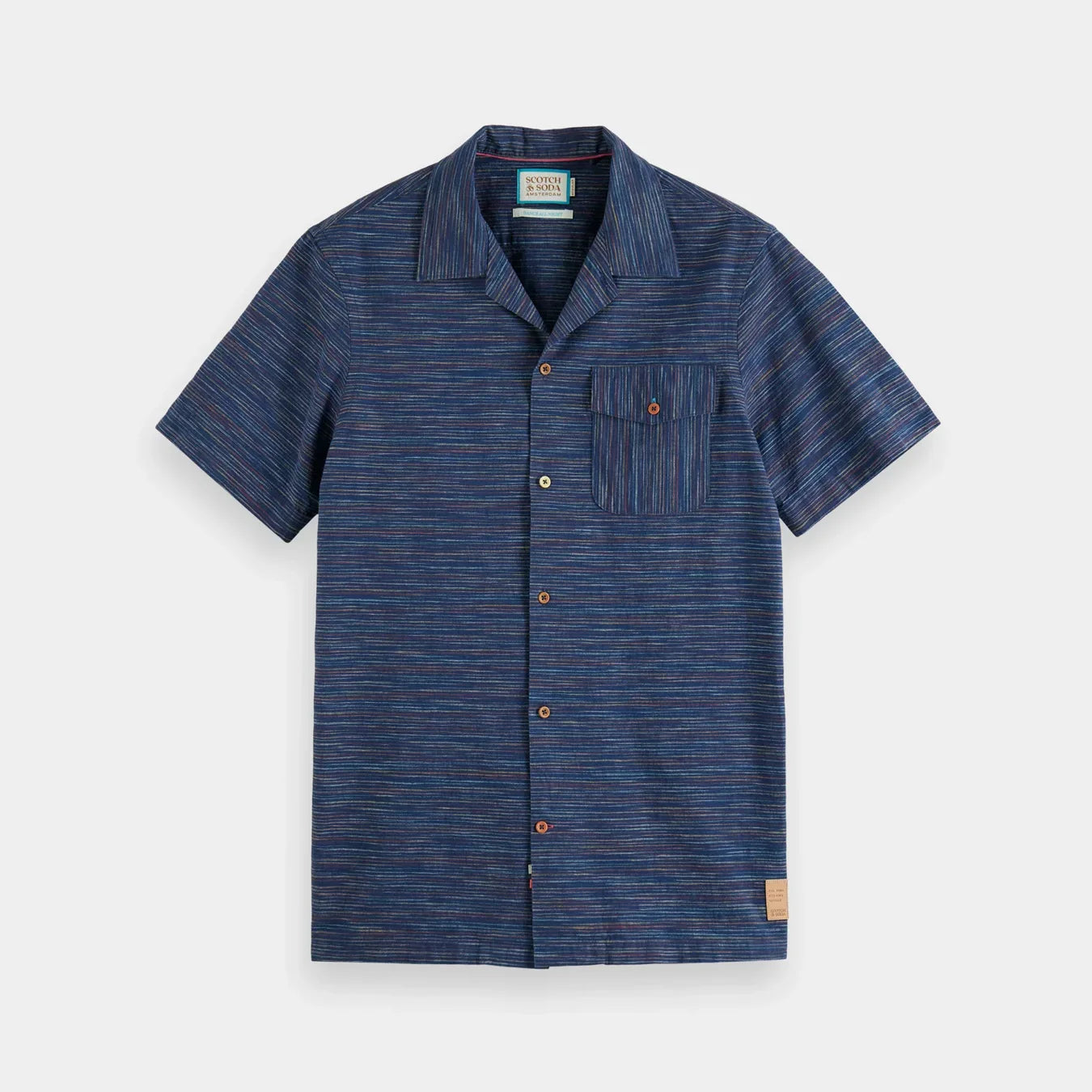 'Scotch & Soda Spaced-Out Horizontal Stripe Shirt' in 'Multi Blue Stripe' colour