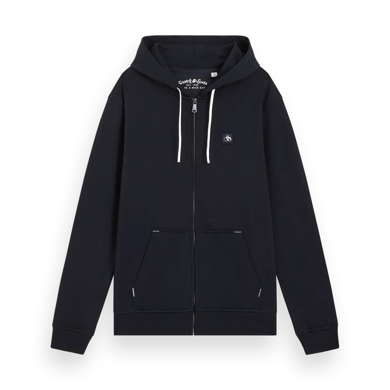 'Scotch & Soda 100% Organic Cotton Zip-Through Hoodie' in 'Night' colour